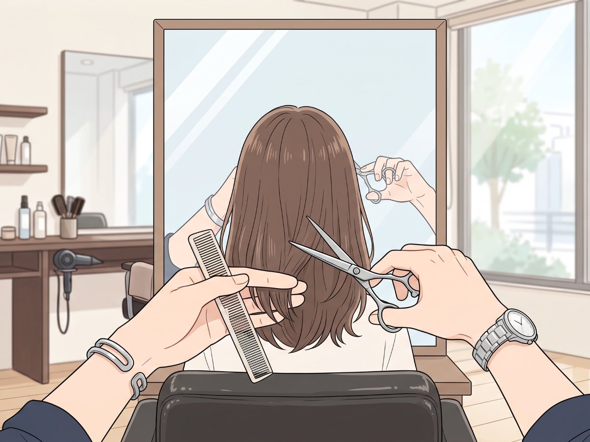 カットをする美容師
