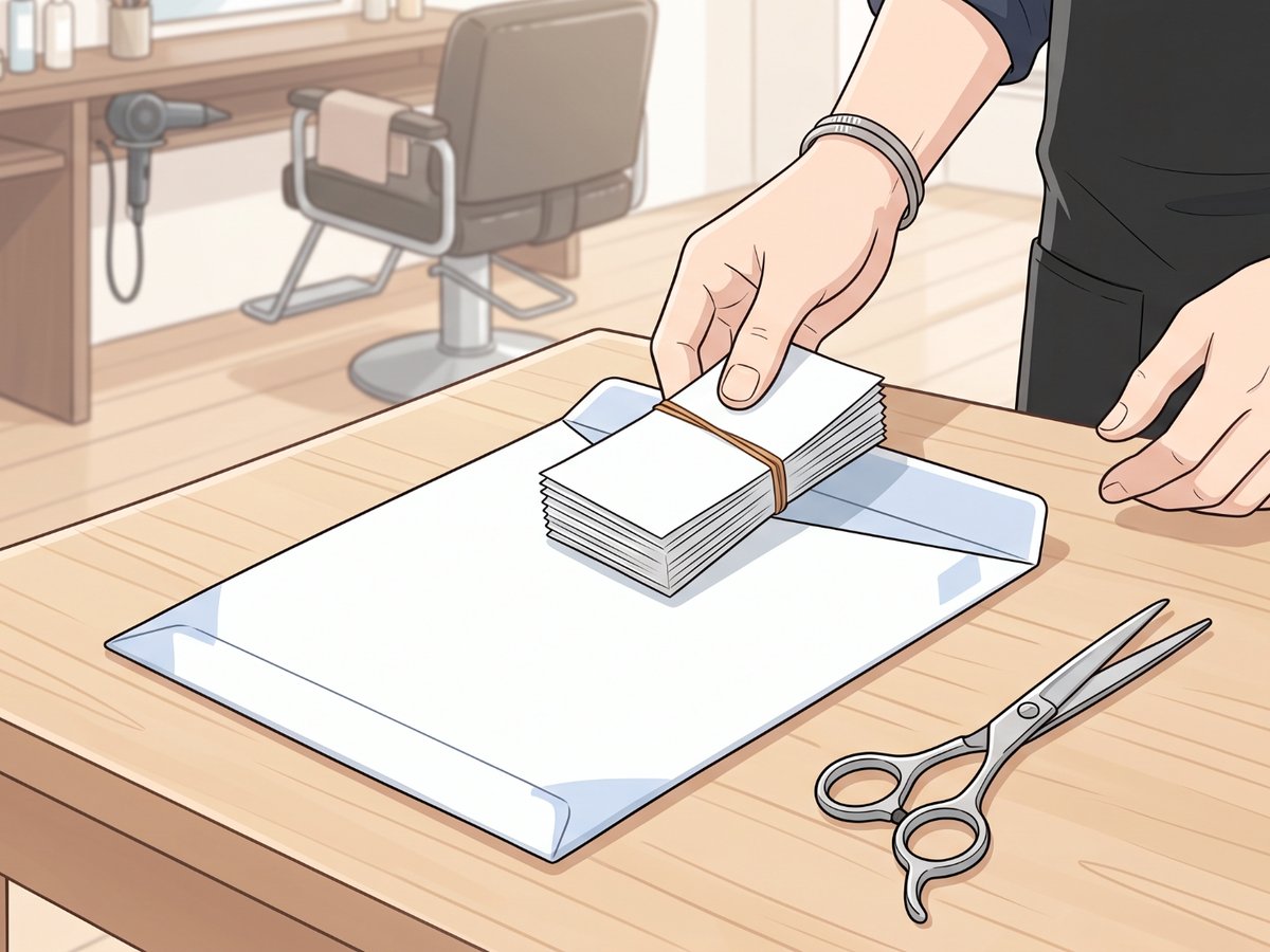 レターパックにレシートを入れるところ