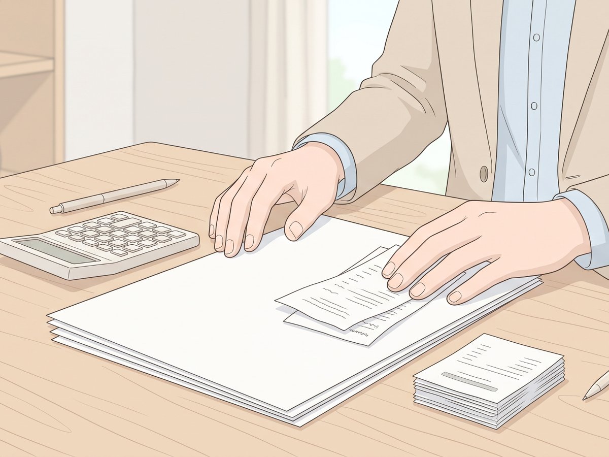書類を確認する手元