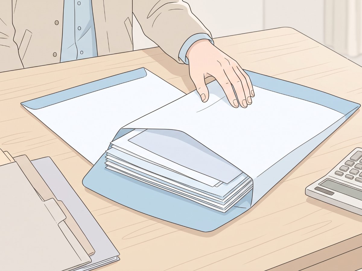 レターパックに書類を入れるところ
