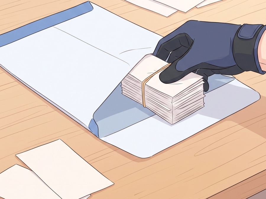 レターパックに領収書を入れるところ